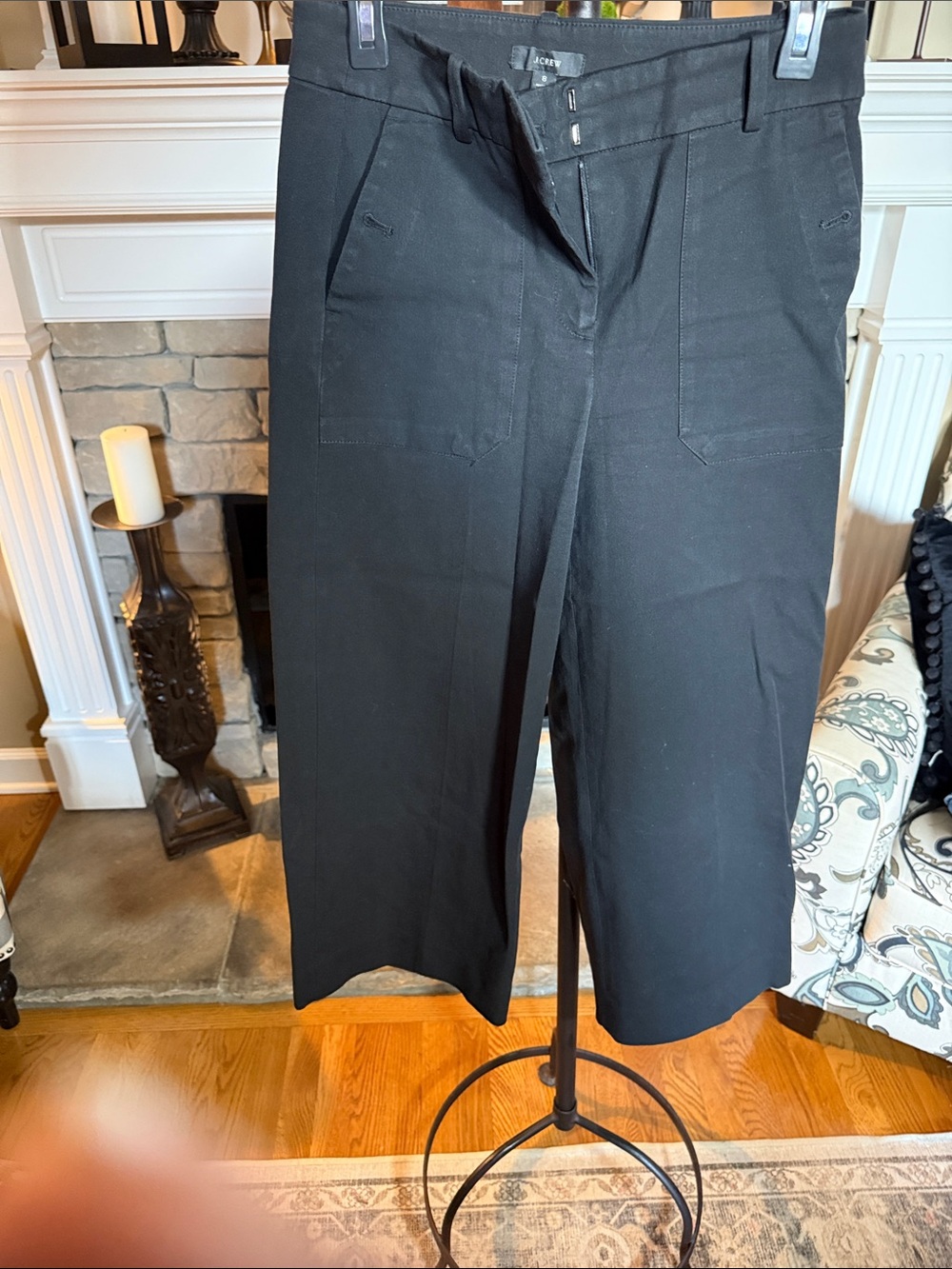 J. Crew Black Wide-Leg Capris